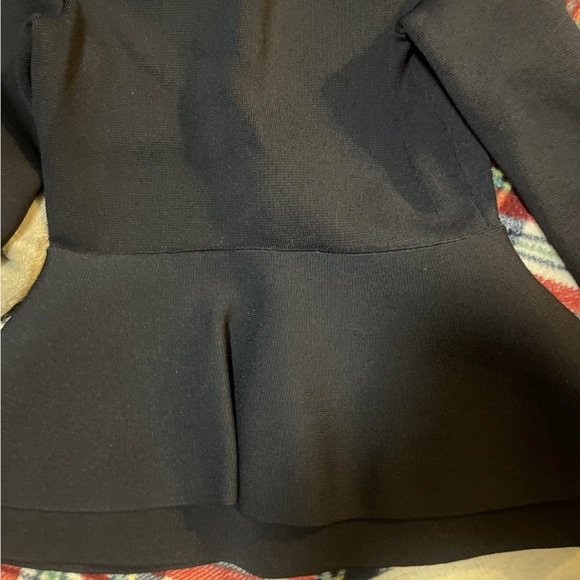 Scanlan Theodore Black V-Neck jacket top Peplum skirt set small crepe knit - Picture 4 of 4